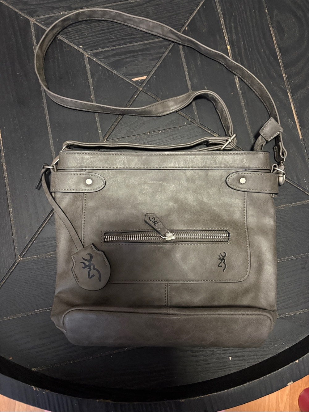 Browning Gray Leatherette Crossbody Satchel